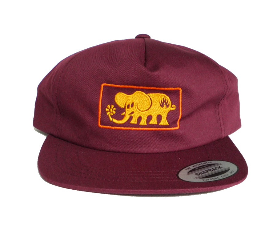 Black Label Skateboards Elephant Frame Maroon Snapback Hat