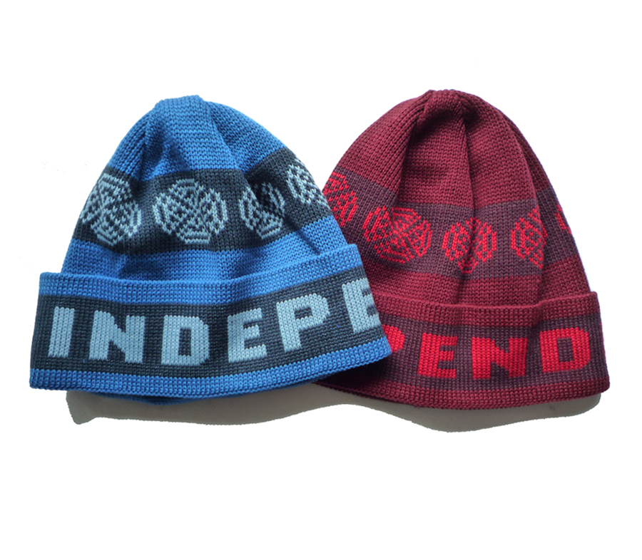 IndependentWovenCrossesFoldOverBeanie